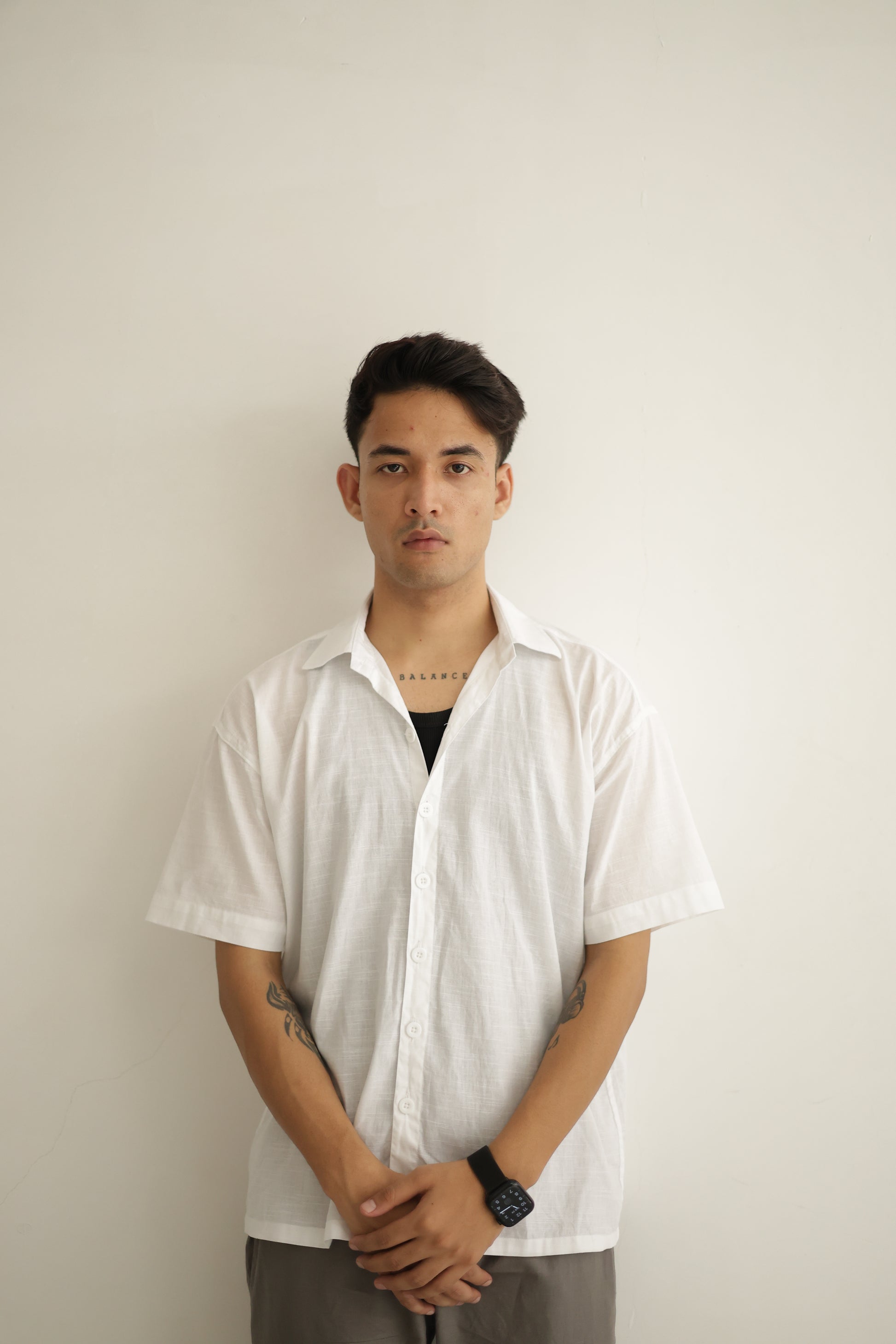 White Cropped Linen Shirt