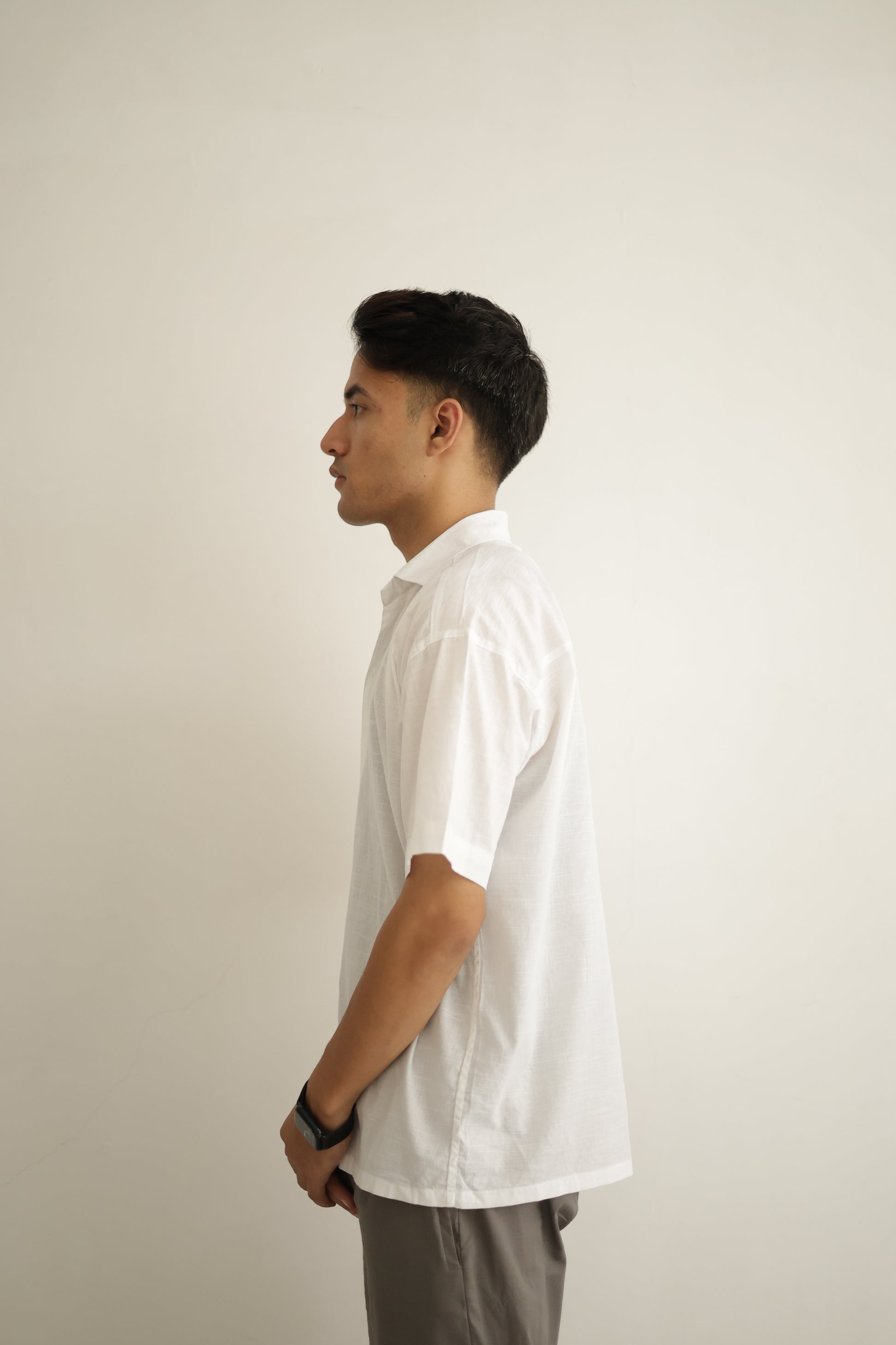 White Cropped Linen Shirt