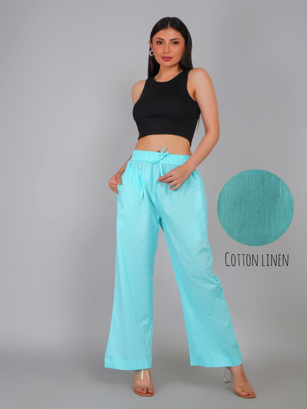 SKY BLUE LINEN CREST PANT