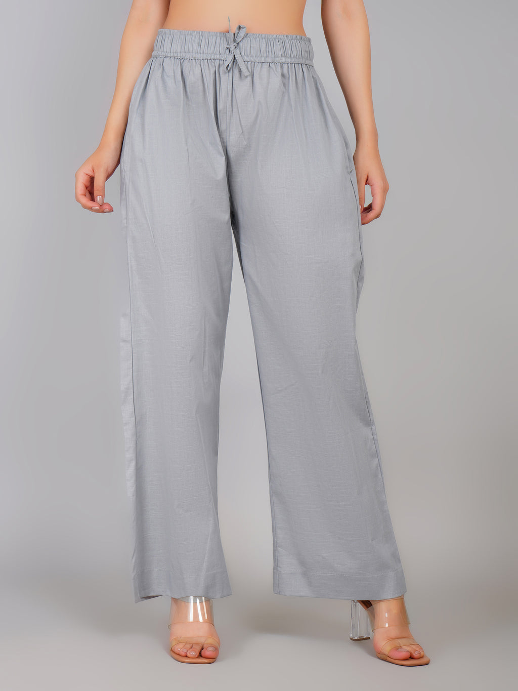 GREY LINEN CREST PANT