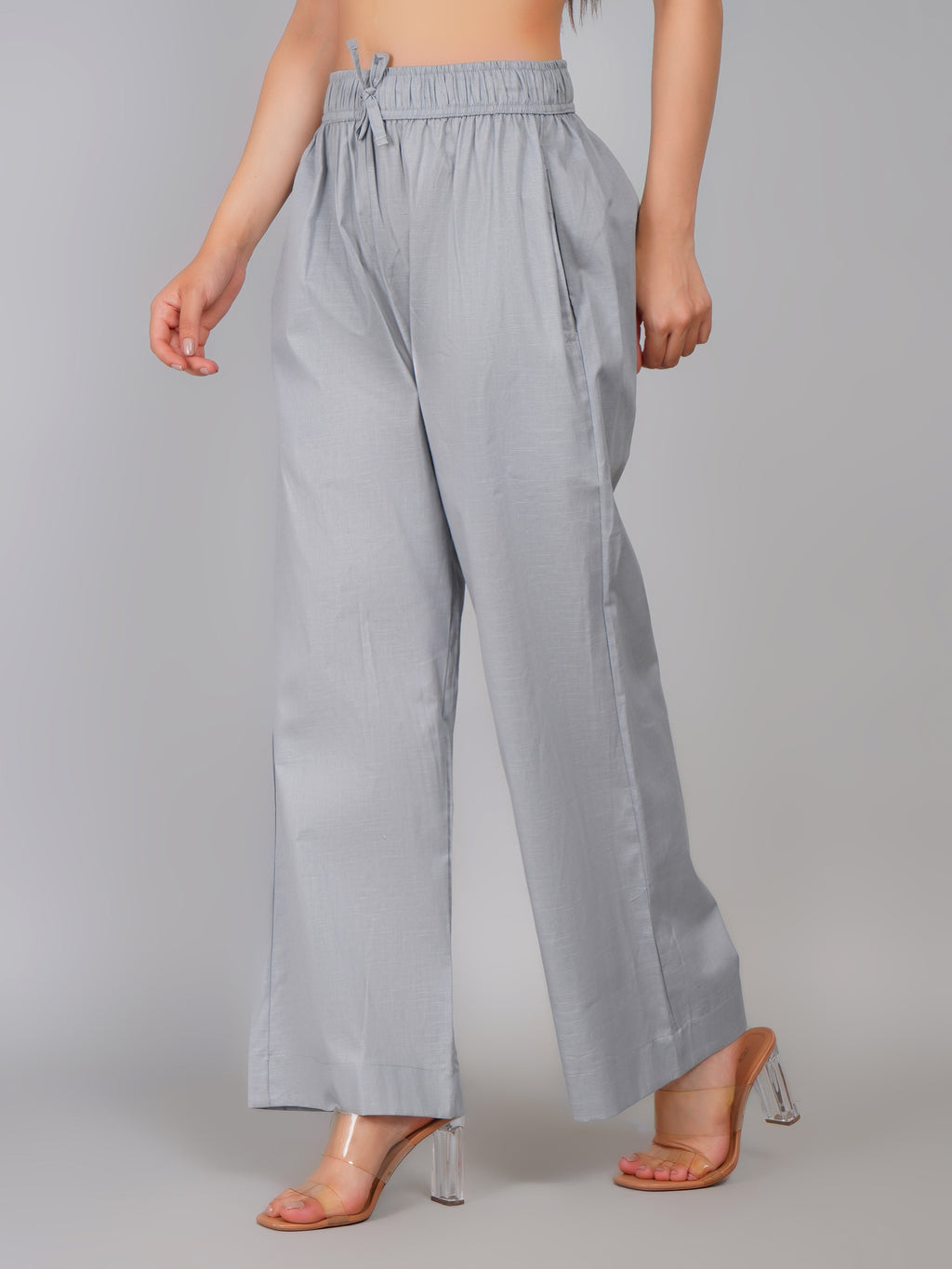 GREY LINEN CREST PANT