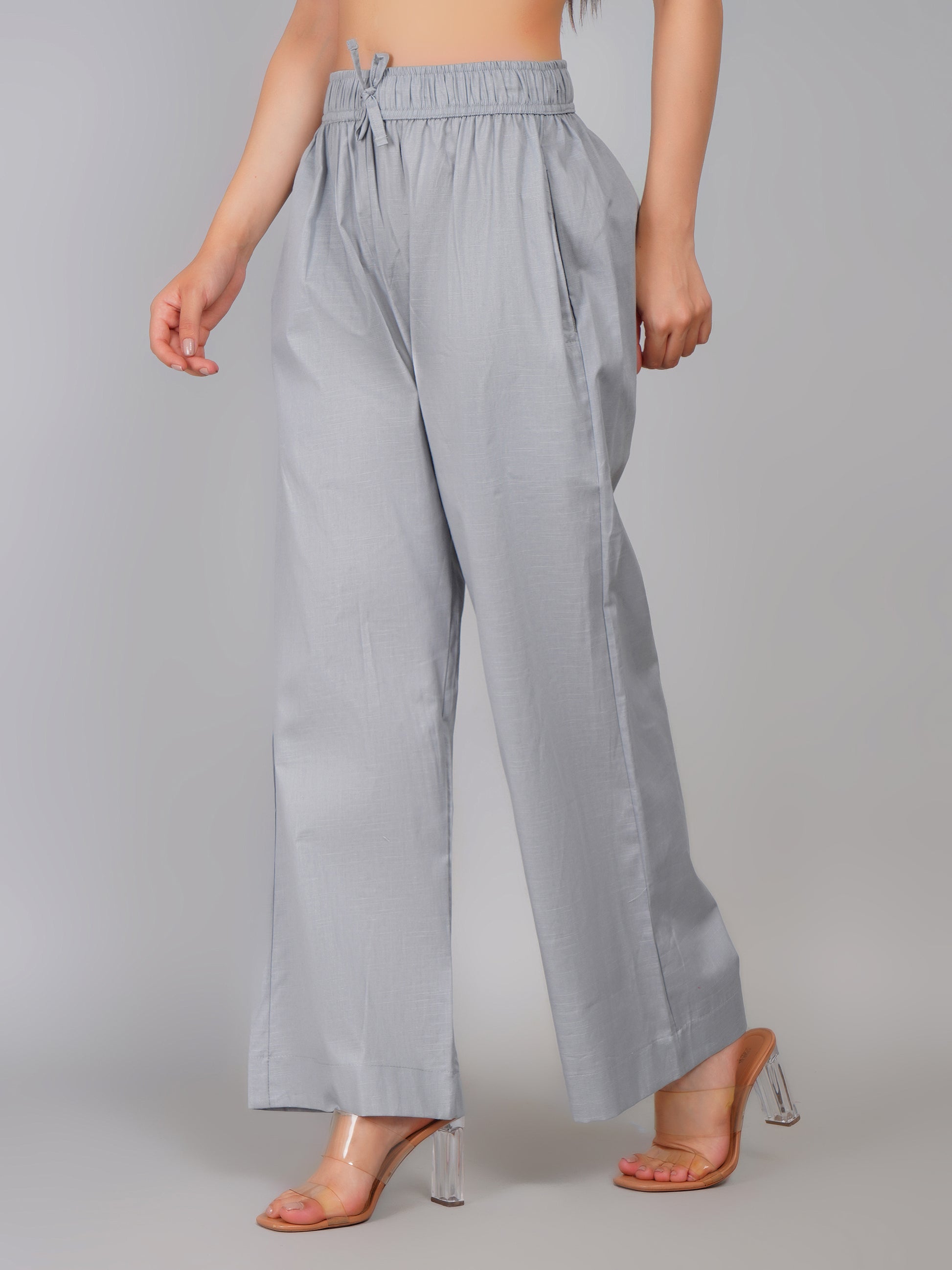 GREY LINEN CREST PANT