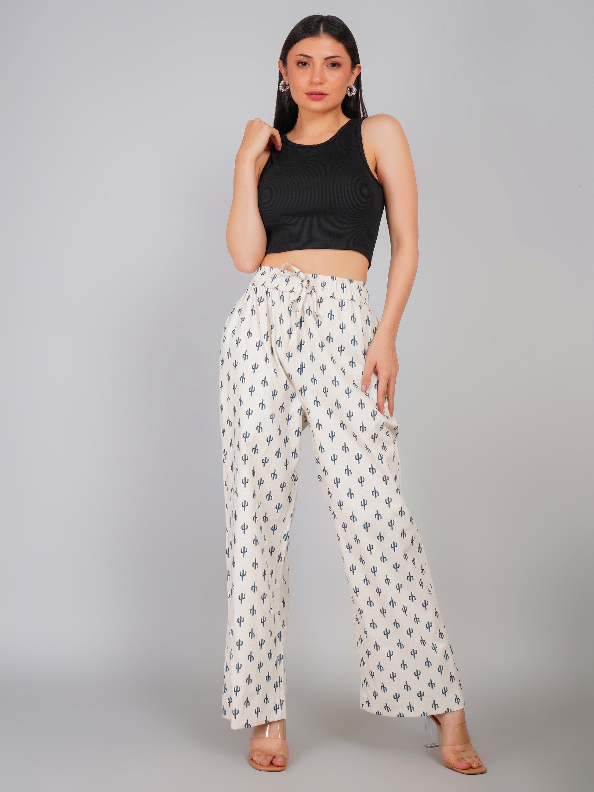 BEIGE DESERT BLOOM LINEN PANT