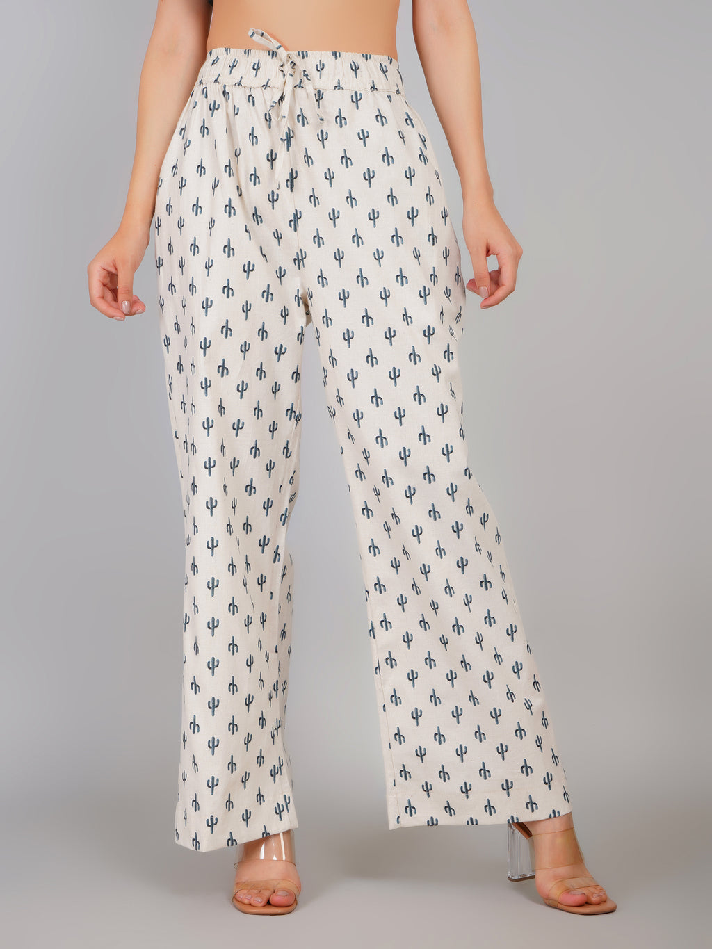 BEIGE DESERT BLOOM LINEN PANT