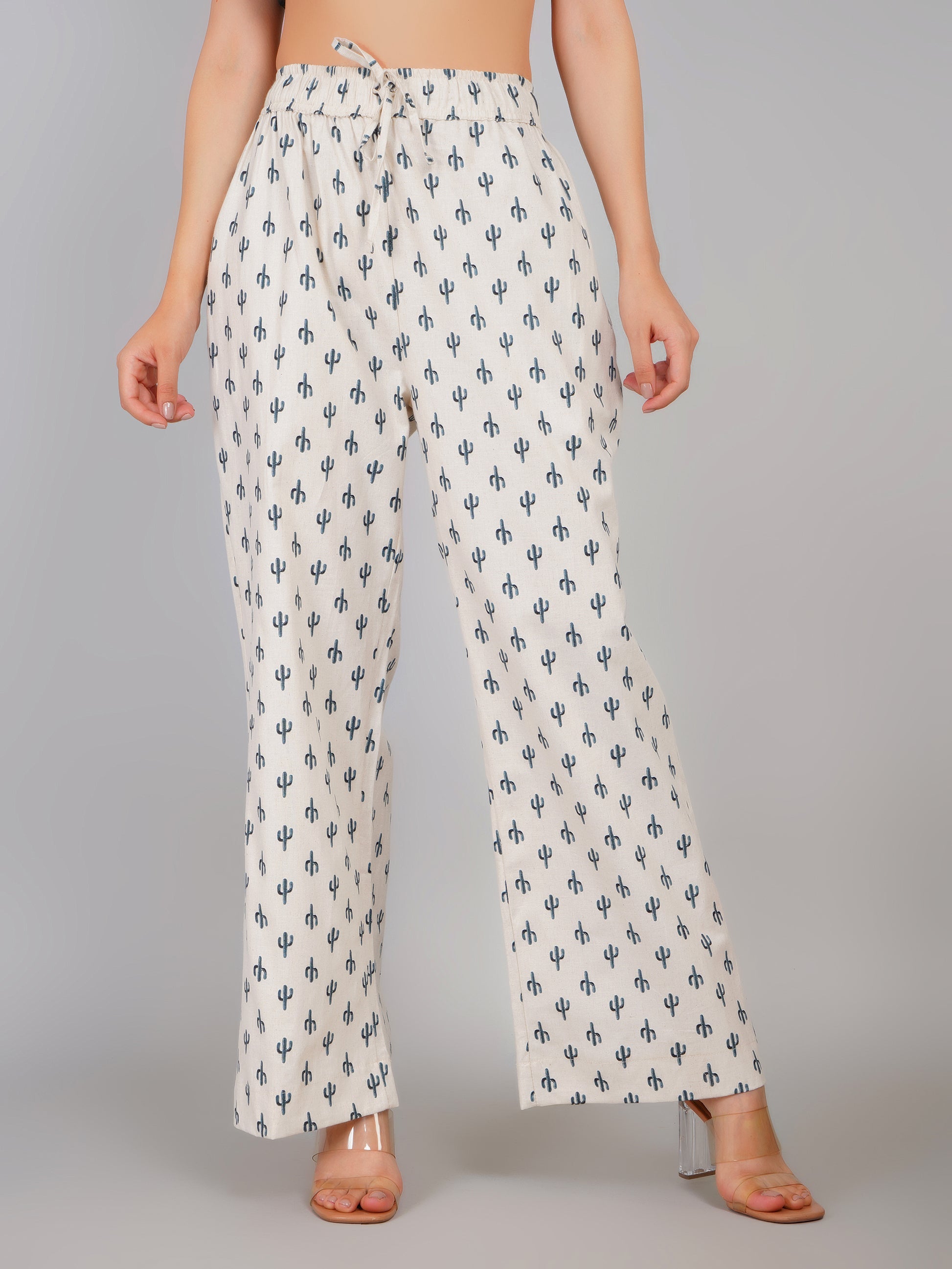 BEIGE DESERT BLOOM LINEN PANT