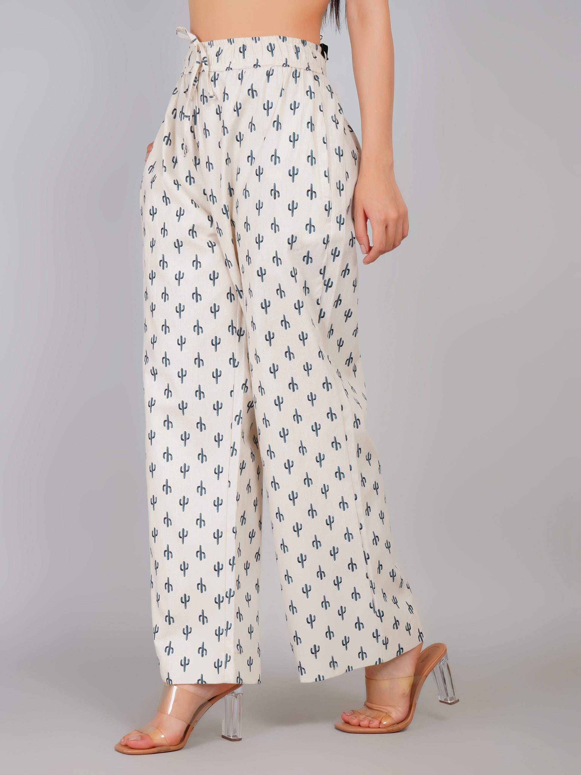 BEIGE DESERT BLOOM LINEN PANT